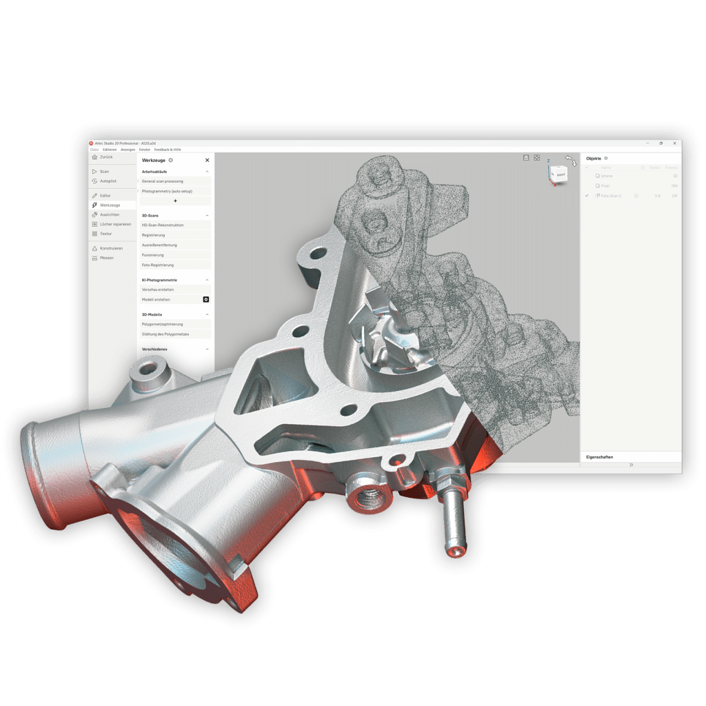 Artec Studio 20 3D Scan Software mit Reverse Engineering und Qualitätskontrolle