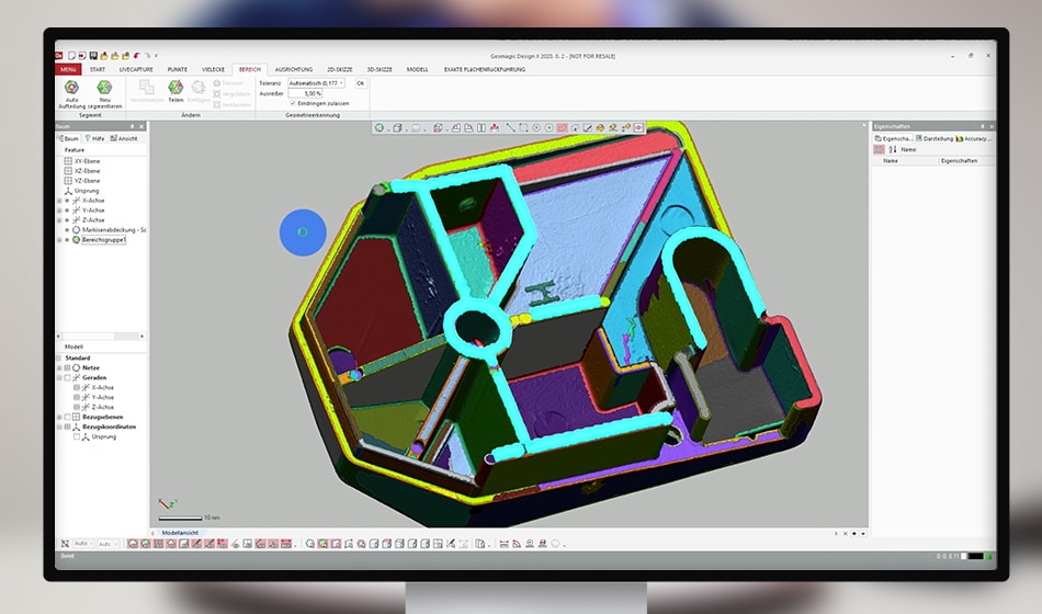Reverse Engineering mit 3D Scan Workflow: Regionenaufteilung des 3D Scans