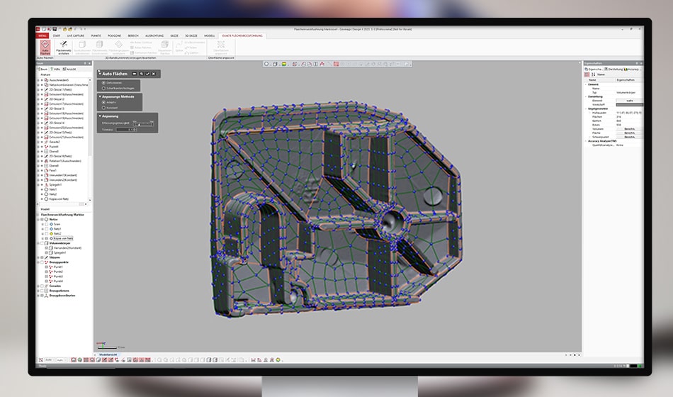 Reverse Engineering mit 3D Scan Workflow: CAD Flächemodell / Autosurface mit NURBS Flächen
